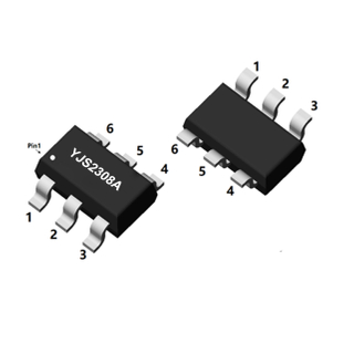 MOSFET de puissance complémentaire canal N et canal P, VDSS : 20/-20 V, ID : 5,6/-3,7 A, PD : 1,3 W, caractéristiques, applications, SOT-23-6L, YJS2308A